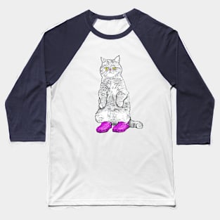 Cat in clogs- purple Baseball T-Shirt